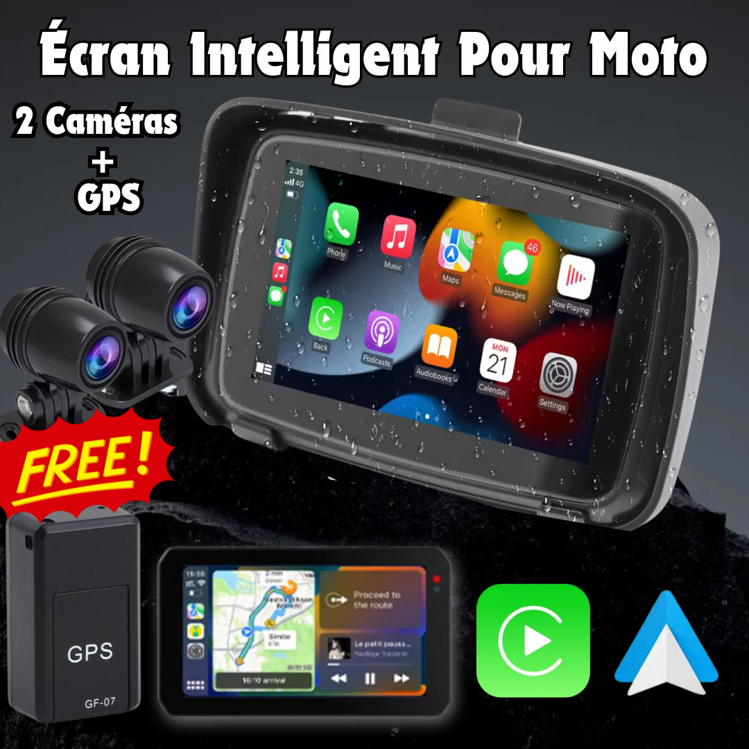 Écran Intélligent Pour Moto Avec 2 Caméras + GPS 🎁