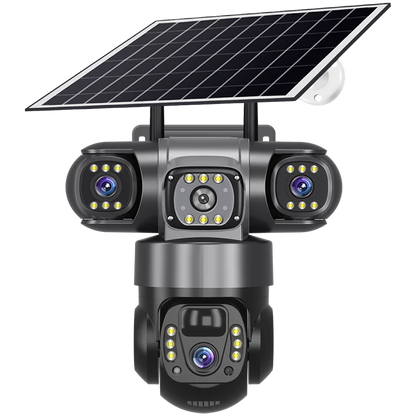 Caméra solaire V380 Pro à 3 objectifs et 3 écrans Caméra